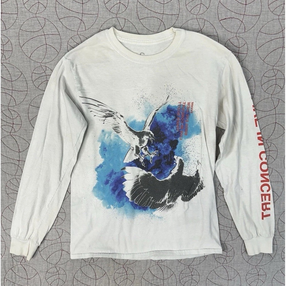 Travis Scott Birds Eye View Tour Live In Concert LS Tee White Size Small‎